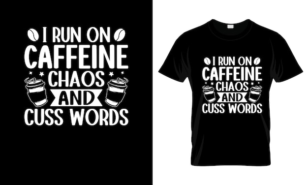 ベクトル カフェインの混沌とい言葉で走ります カラフルなグラフィックtシャツ 夏のtシャツデザイン