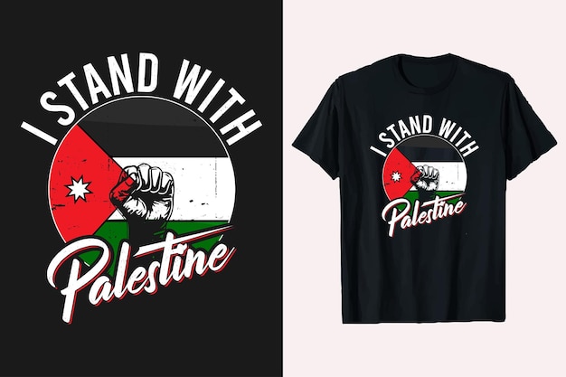 I Stand With Palestine Tshirt Design palestine flag with hand vector logo style tshirt graphic