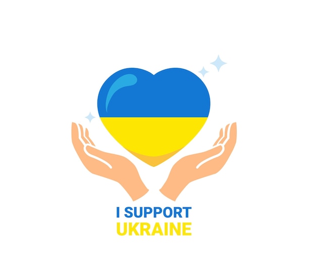 I support ukraine human hand under the heart