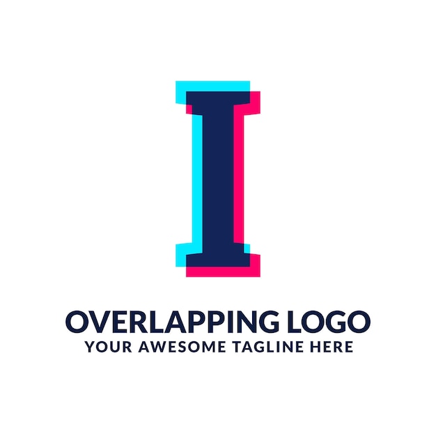 Vector i vibrant and colorful overlay overlap letter logo alphabet icon illustration