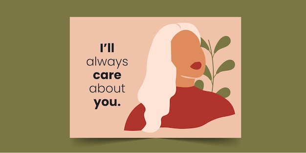 Vector i will always care about you, greeting card for african women