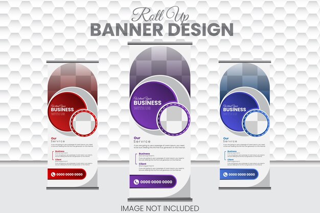 Vettore progetterò un design professionale per banner roll up