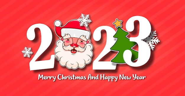 I wish you a merry christmas and happy new year vintage background with typography. 2023