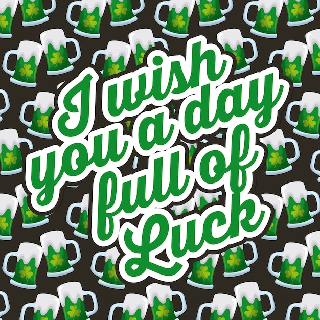 Vector i wiss you a day full of luck card