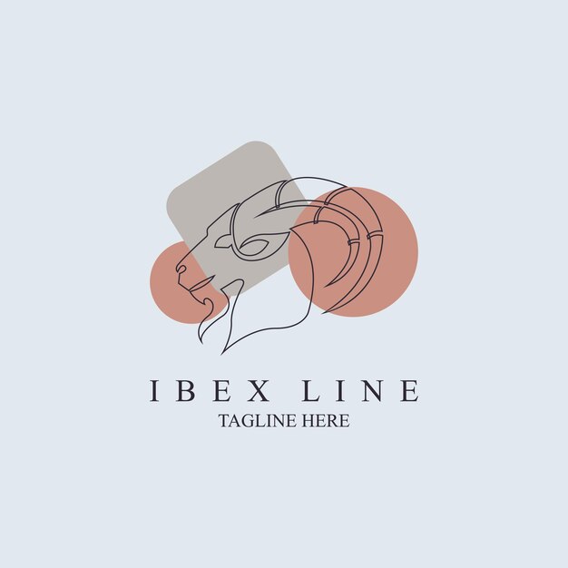 Ibex goat line style  logo template design for brand or company and other