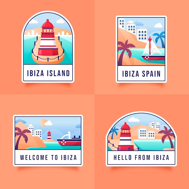 Vector ibiza-badges met kleurovergang