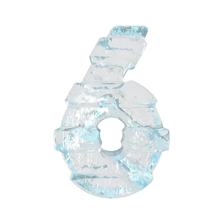 Vector ice 3d symbol with thick horizontal straps number 6