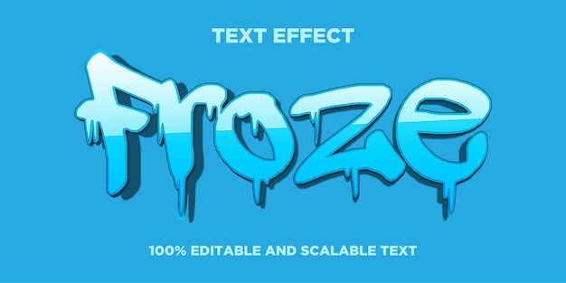 Ice 3d text effect with blue ice theme typography freeze for banner cold drink or beverage