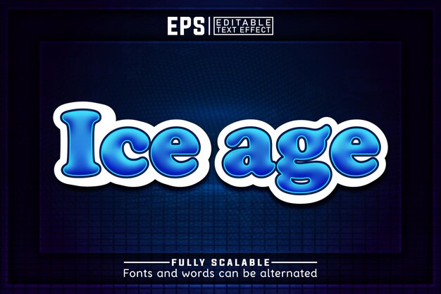 ICE AGE 3d 편집 가능한 텍스트 효과