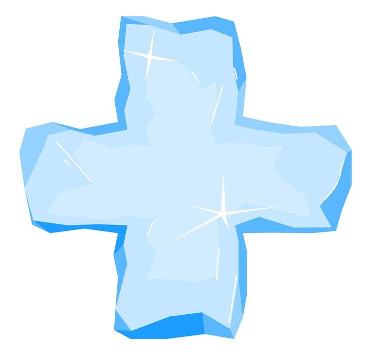 Vector ice banner template pieces of ice and snow chunks big icebergs severe frost elements for design