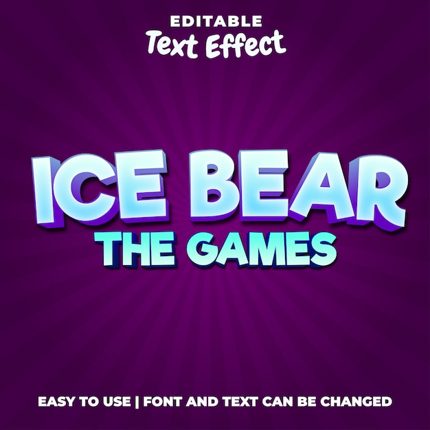 Ice bear the games logo modificabile stile effetto testo