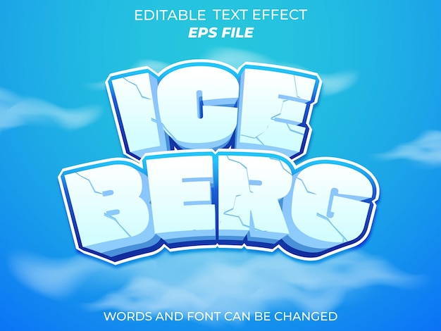 Ice berg text effect font editable typography 3d text vector template