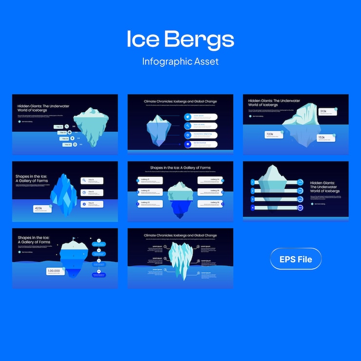 Vector ice bergs infographic asset