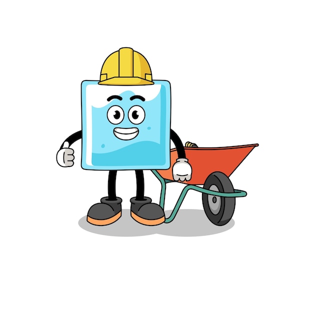 Ice block cartoon as a contractor character design