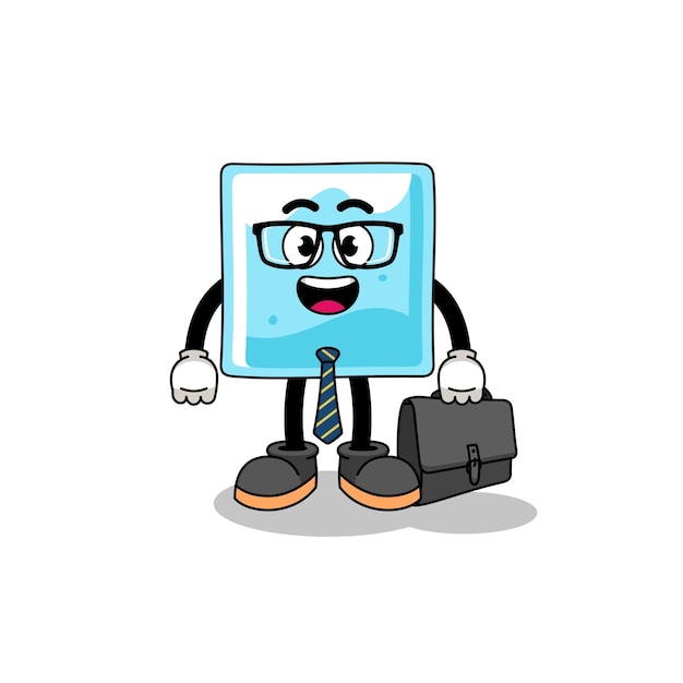 Ice block mascot as a businessman character design