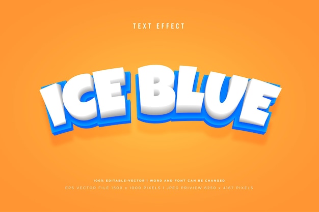 Ice blue 3d text effect template