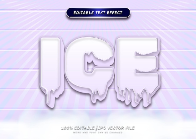 Vector ice bold text editable effect simple style design