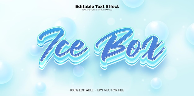 Редактируемый текстовый эффект ice box в современном трендовом стиле