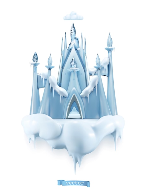 Vector ice castle. 3d vector object cartoon style