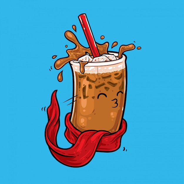 Ice coffee cartoon character