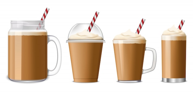 Ice coffee icon set