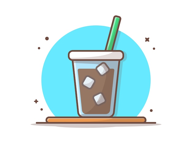 Ice Coffee On Table Vector Icon Illustration