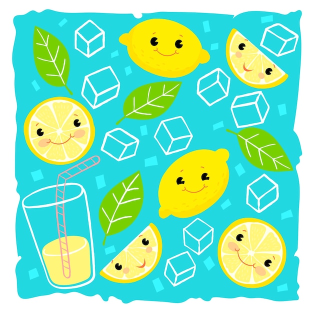 Ледяной лимонад смешной знак лимонада Иллюстрация