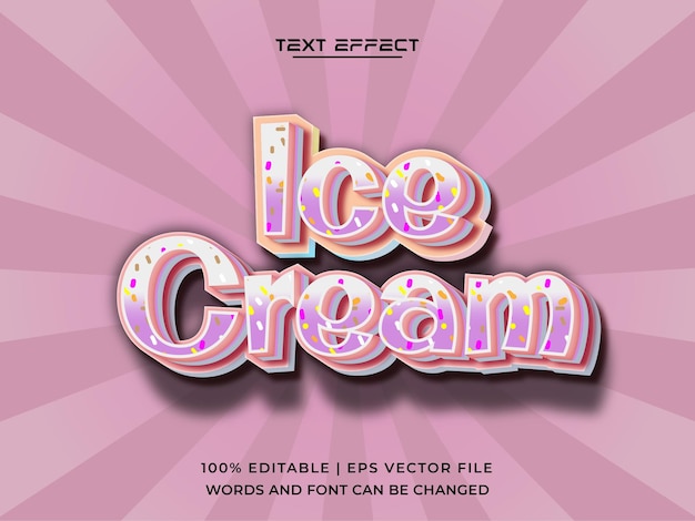 Ice Cream 3d editable text effect mockup