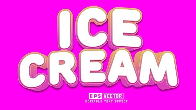 Vector ice cream 3d editable text effect vector with background