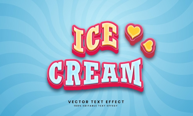 Ice cream 3d vector editable text effect with background