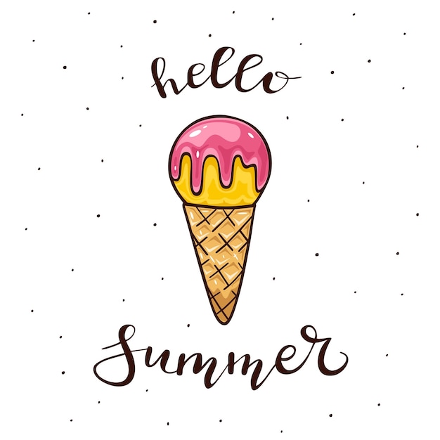 아이스크림과 글자 Hello Summer