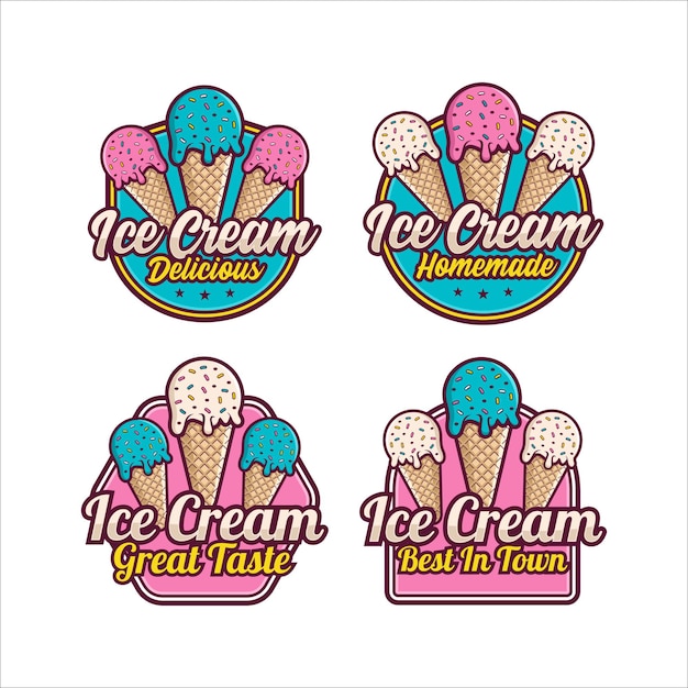 ice cream badge label design premium collectiction