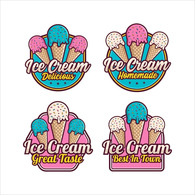 Ice cream badge label design premium collection