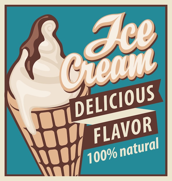 Vector ice cream banner in retro style