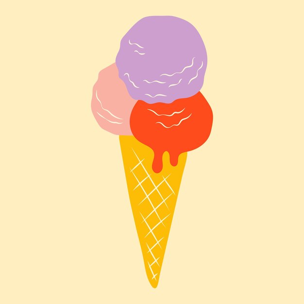 Vector ice cream in bright cartoon style ice cream flat vector in nice colors isolated on white background