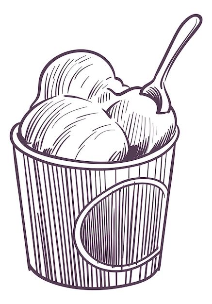 Ice cream bucket sketch Frozen milk scoops