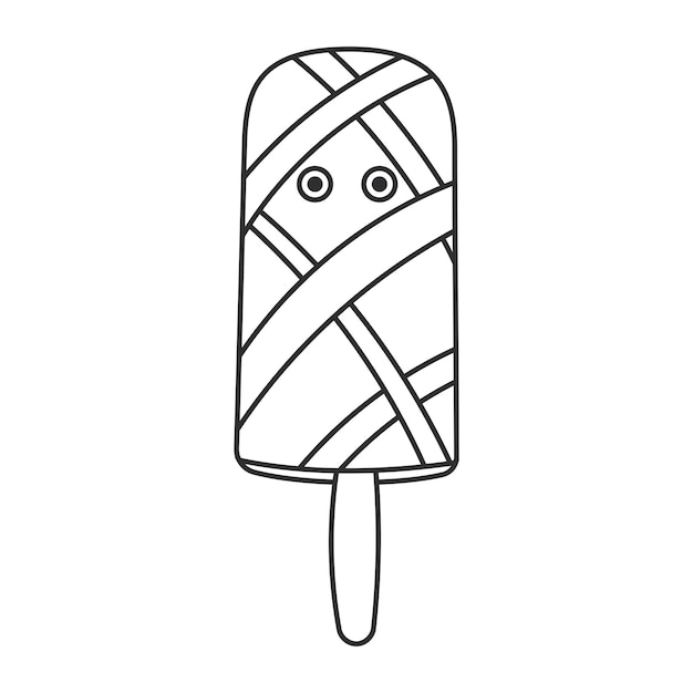 Мороженое торт смайлик Хэллоуин значок элемент линии каракули векторная иллюстрация