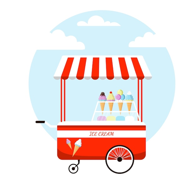 Ice cream cart vector illustration sales concept