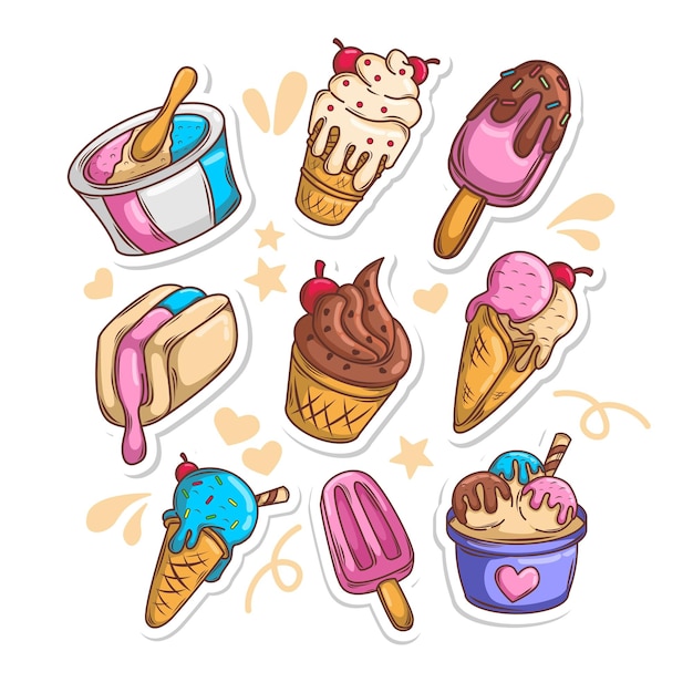 Ice cream cartoon collection set