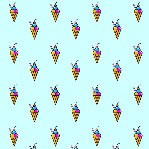 Ice cream cartoon dessert seamless pattern background