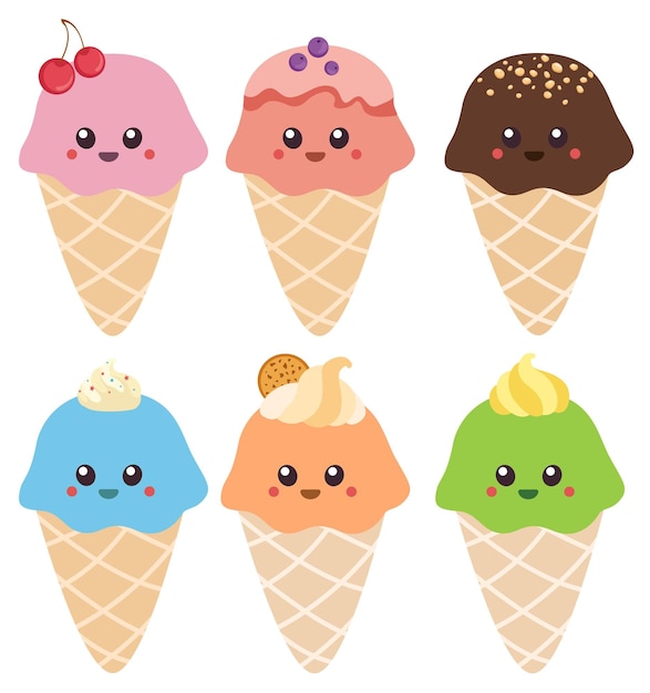 Ice cream cartoon set