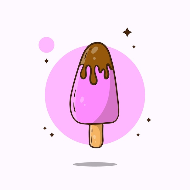 Ice cream cartoon vector icon illustration sweet food icon concept isolated premium vector