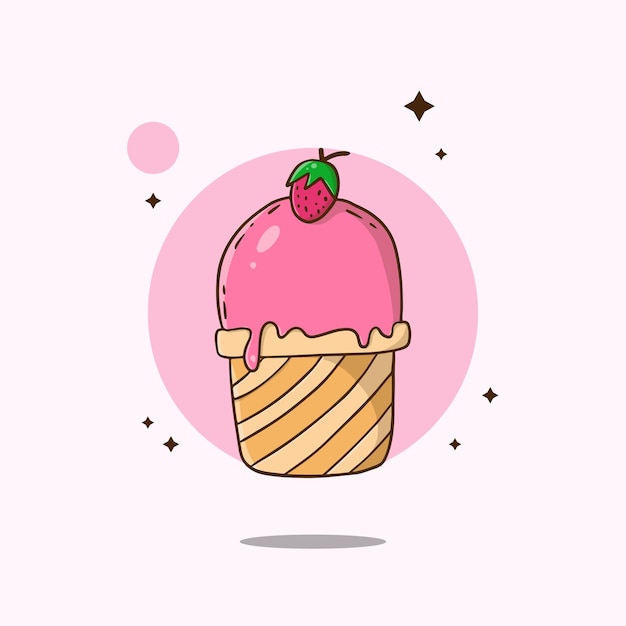 Ice cream cartoon vector icon illustration sweet food icon concept isolated premium vector