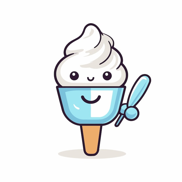 아이스크림 캐릭터 귀여운 만화 아이스크림 터 일러스트레이션