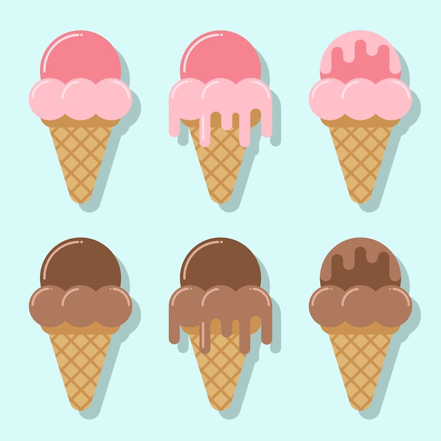 Ice cream chocolate and strawberry