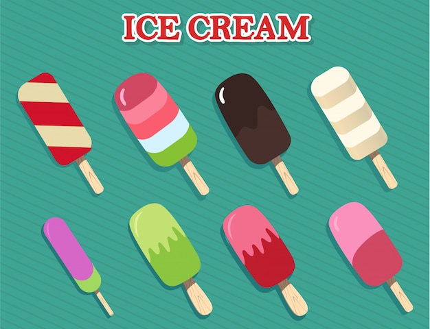 Collezione di gelati. bellissimo set colorato. illustrazione per il web o la stampa.