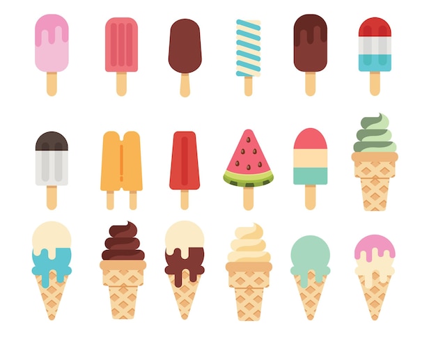 Vector ice cream collection, vector illustration.