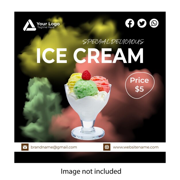 Ice cream concept social media post template design