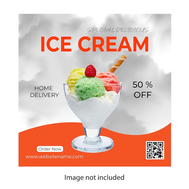 Modello di post sui social media di concetto di gelato