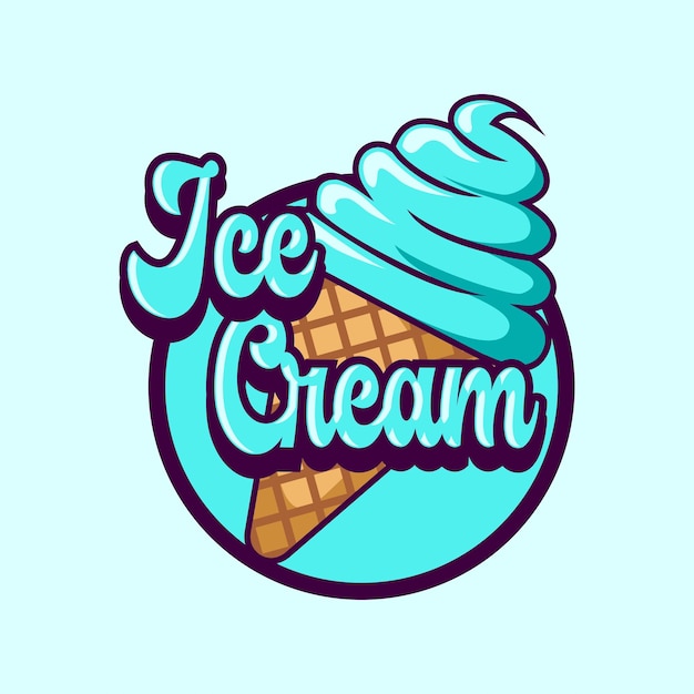 Vector ice cream cone cartoon logo
